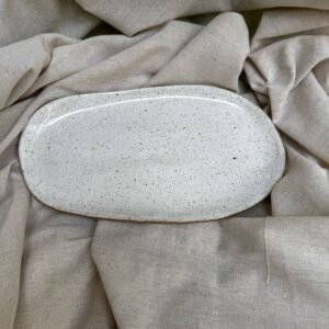 Prato de cerâmica oval - branco