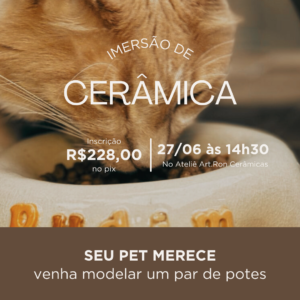 27/06/26 - Sábado às 14:30 - Venha modelar um par de potes para o seu pet