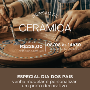 08/08/26 - Sábado às 14:30 - ESPECIAL DIA DOS PAIS - Venha modelar e personalizar  um prato decorativo